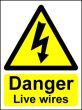 Hazard Warning Sign 200x150mm Danger live wires (rigid)