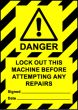Size A7 Danger Lockout this machine before attempting...