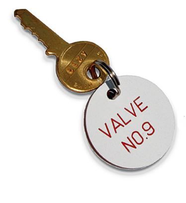 Tag 35mm dia plastic White/Red/White