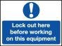'Lock Out Here' - Safety Lockout Labels 55 x 75mm