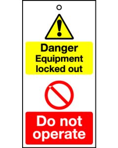 Lockout tags 110x50mm Danger Equipment locked out Do not? Pack of 10 