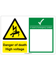 "Danger of death" Safety Sign