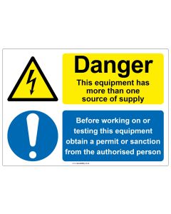 "Danger, More than one source" Safety Sign
