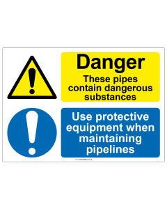 "Danger, Pipes contain dangerous substances" Safety Sign