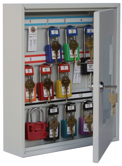 Small Padlock Cabinet w/ View Door for 12 Padlocks - Padlock cam