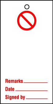Lockout tags 200x100mm Prohibition Blank. Pack of 10 tags