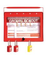 GL1 Steel Wall mounted or Portable Group Lockout Box - 8 hook. Colour Red