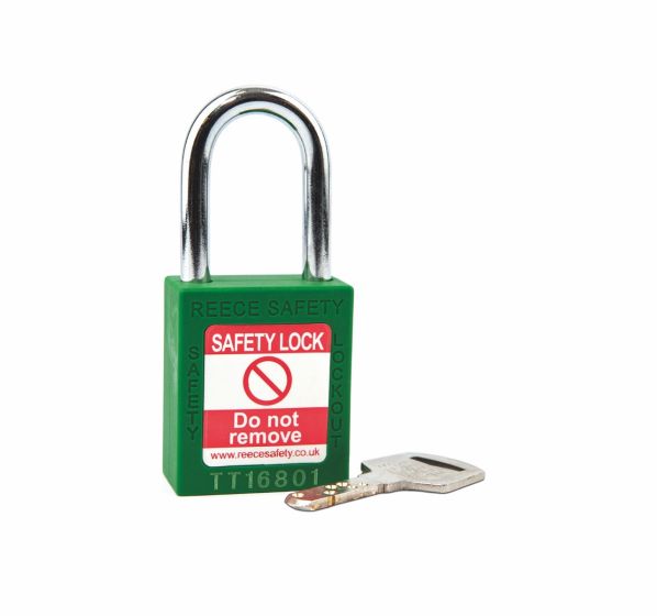 GREEN Steel Shackle safety padlock keyed differently