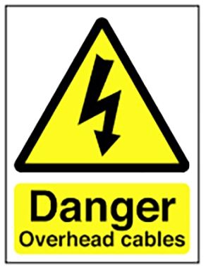 Hazard Warning Sign 400x300mm Danger Overhead cables (rigid)
