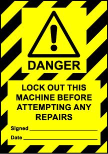 Size A7 Danger Lockout this machine before attempting...