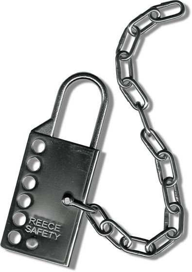 Stainless steel lockout hasp with 610mm (24 inches) s/s chain