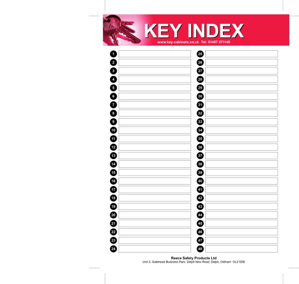 Dry-wipe 48 Key Index cards