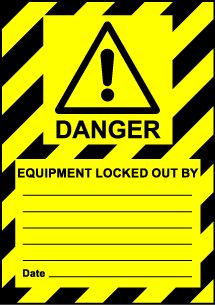 Size A6 Danger Equipment locked out by