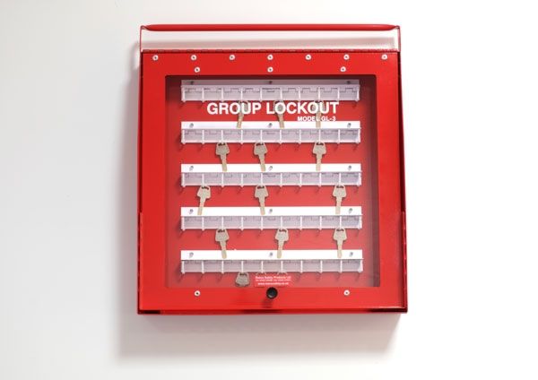  Steel Wall mounted or Portable Group Lockout Box - 50 hook. Colour Red. 