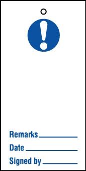 Lockout tags 110x50mm Mandatory blank. Pack of 10