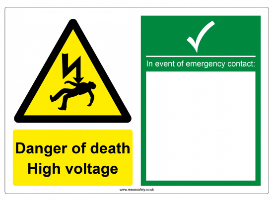 "Danger of death" Safety Sign