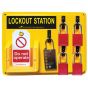  4 brass padlock Lockout Station (with contents)