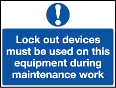 'Lock Out Devices Must be Used...' Safety Lockout Labels 55mm x 75mm